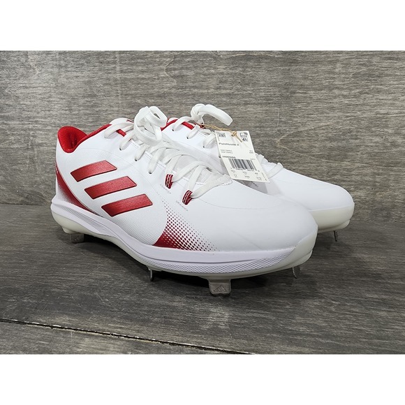 Adidas Purehustle 2.0 White Red Fastpitch Metal Softball Cleats Size 11 Womens - Picture 1 of 12